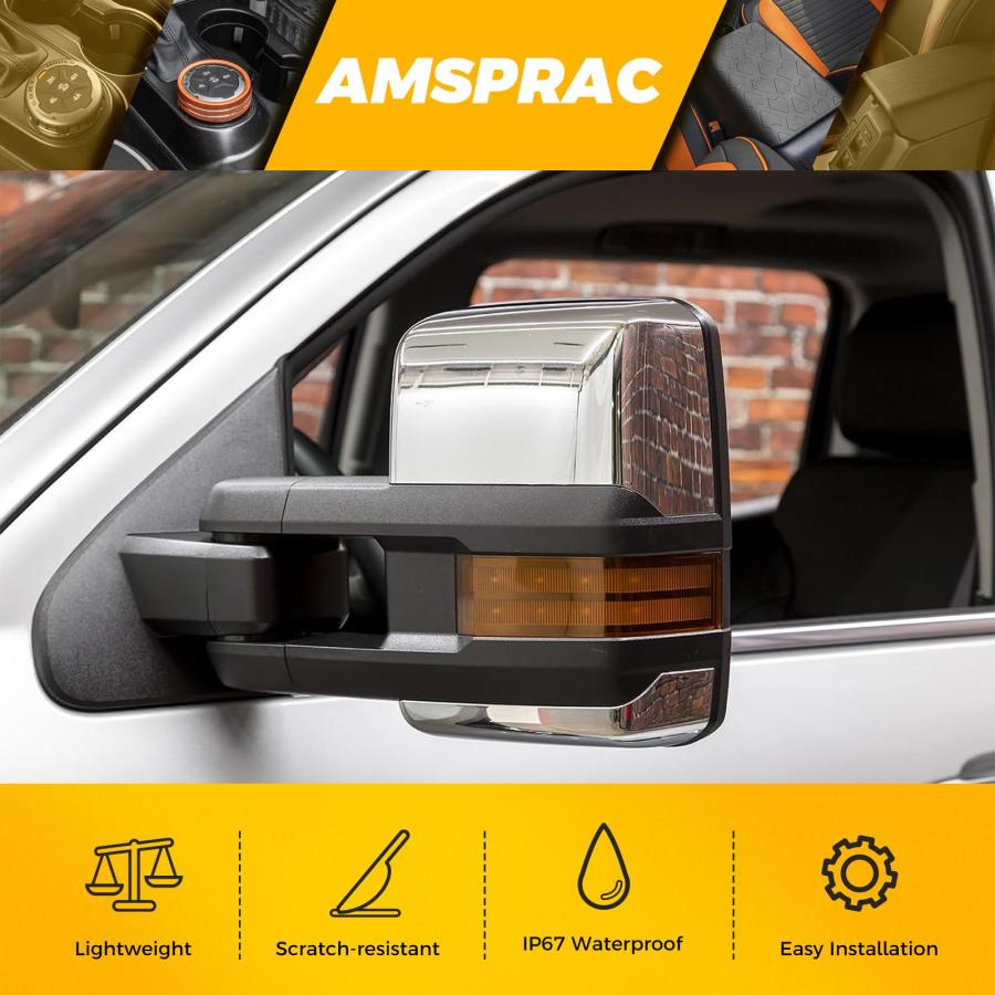 【並行輸入品】AMSPRAC Rearview Tow Mirror Caps compatible with Chevy Silverado