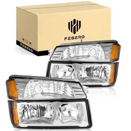 【並行輸入品】FEBERG [OE Style Anti Yellowing Headlights for 2002 2006 Chevy A_1