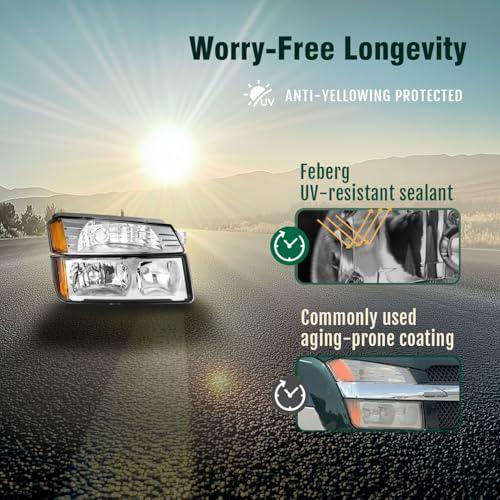 【並行輸入品】FEBERG [OE Style Anti Yellowing Headlights for 2002 2006 Chevy A_7
