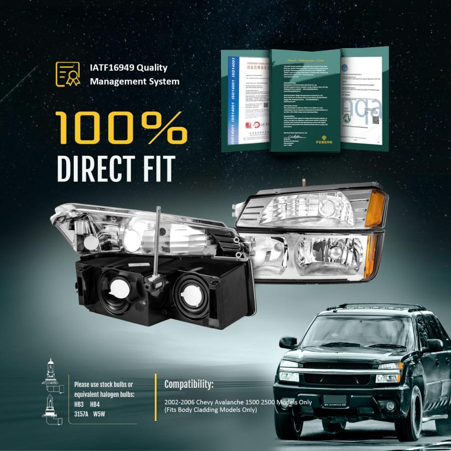 【並行輸入品】FEBERG [OE Style Anti Yellowing Headlights for 2002 2006 Chevy A_9