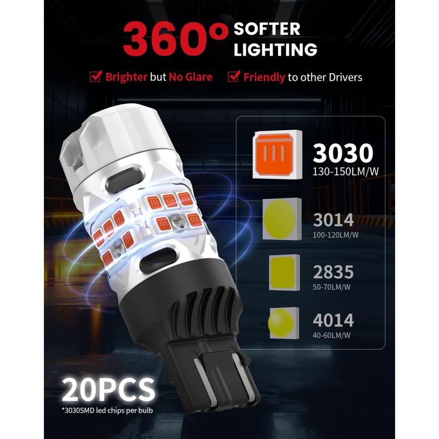 【並行輸入品】LASFIT T3 7443 7440 LED Bulb Amber for Toyota Camry SE/LE/TRD/Lの画像