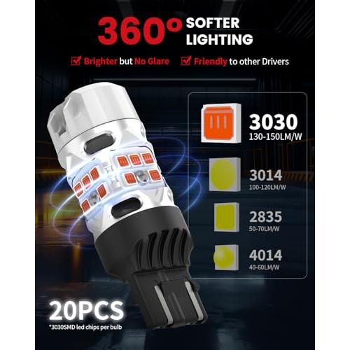【並行輸入品】LASFIT T3 7443 7440 LED Bulb Amber for Toyota Camry SE/LE/TRD/Lの画像