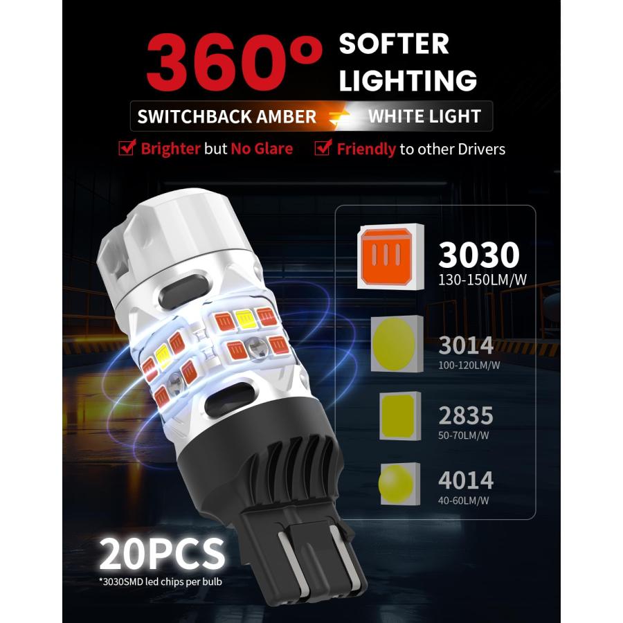 【並行輸入品】LASFIT T3 7443 スイッチバックLED電球 トヨタ カムリ SE/LE/TRD/L 2018 2025 7444 LEの画像