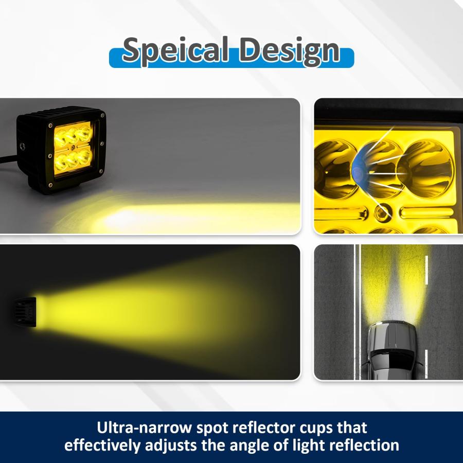 【並行輸入品】Wsays 2PCS LED Amber Light Pods \u0026 Ditch Hood Hinge LED Pod Mountの画像