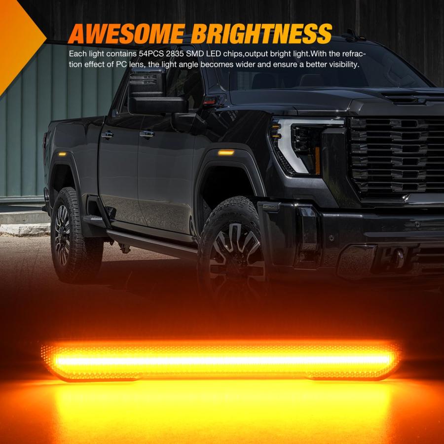 【並行輸入品】Nilight Fender Side Marker Lights 4 PCS 54 LED Smoke Lens Amberの画像