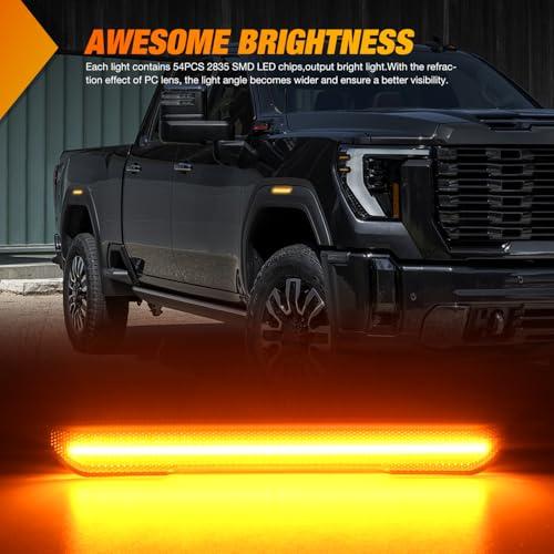 【並行輸入品】Nilight Fender Side Marker Lights 4 PCS 54 LED Smoke Lens Amberの画像
