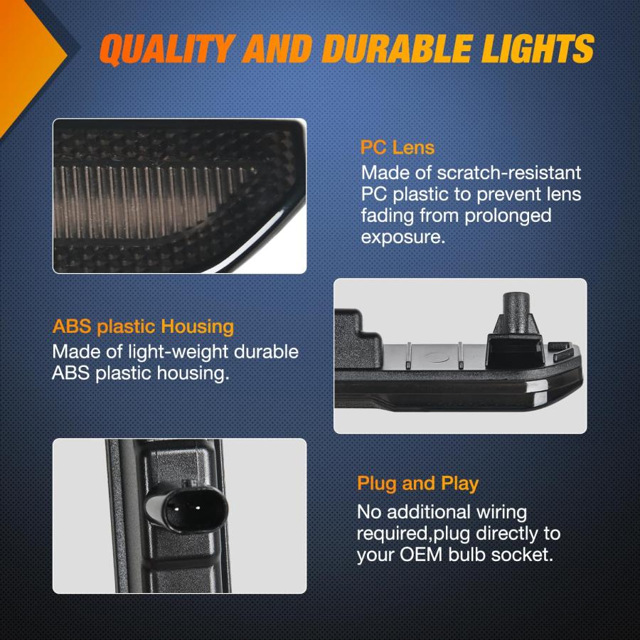 【並行輸入品】Nilight Fender Side Marker Lights 4 PCS 54 LED Smoke Lens Amberの画像