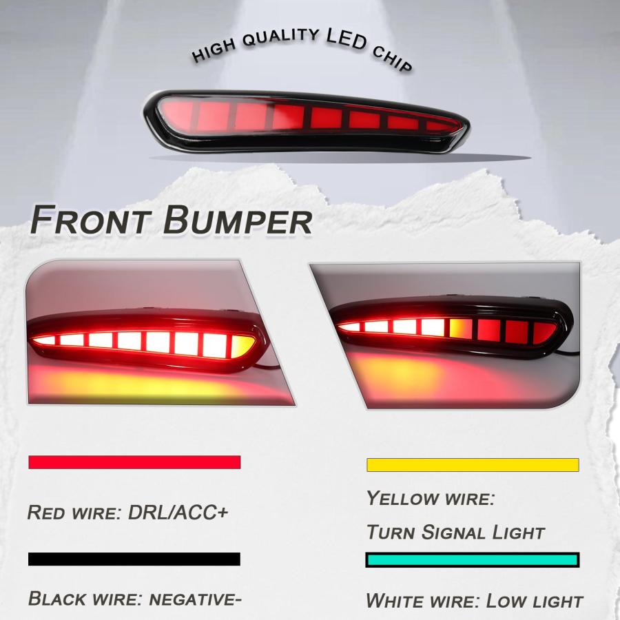 【並行輸入品】GEEGEETOP Red Lens Rear Fog Bumper Reflector Brake Tail Sequenti_3