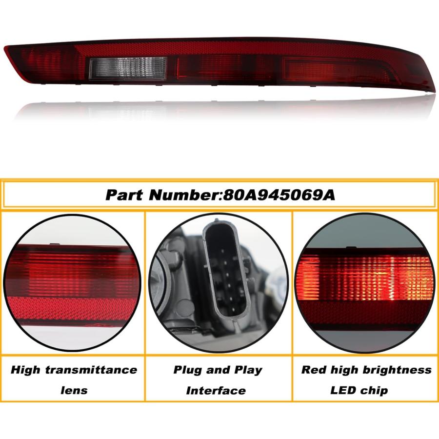 【並行輸入品】Rear Bumper Brake Light for Audi Q5 2018 2019 2020 2021 Back Up_3