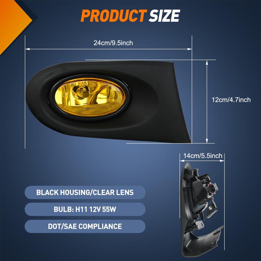 【並行輸入品】Nilight Fog Lights Assembly Compatible with 2002 2003 2004 Acura_9