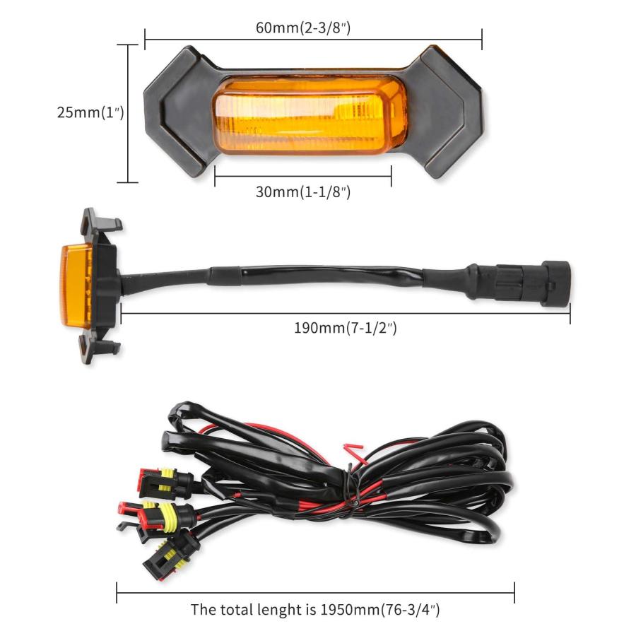 【並行輸入品】DEERMOTO LEDグリルライト トヨタ タコマ 2016 2021用 フロントグリルライト 4個 アンバーシェル付き アンバ_3