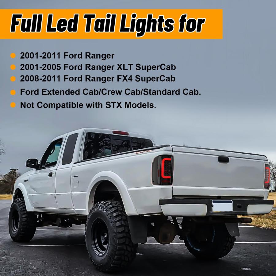 【並行輸入品】 Daikokuya Full Led Tail Lights Compatible with 2001 2011 Ford Ra