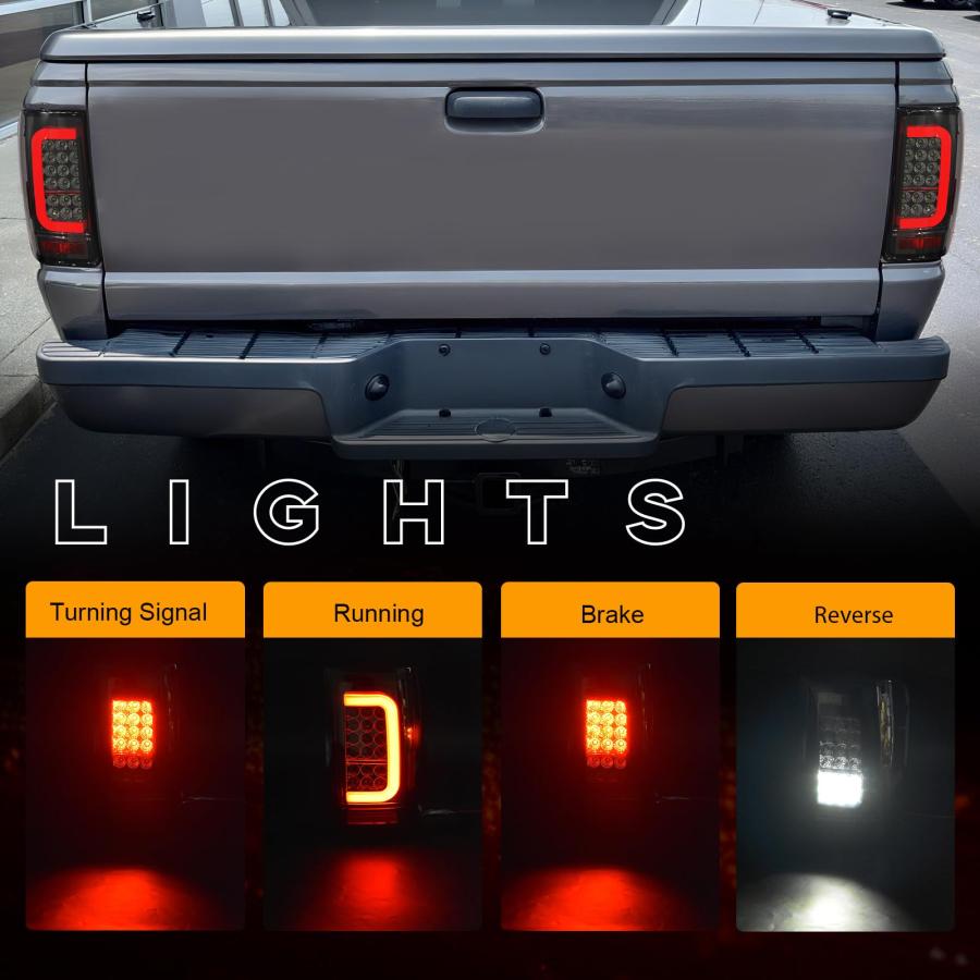 【並行輸入品】 Daikokuya Full Led Tail Lights Compatible with 2001 2011 Ford Ra