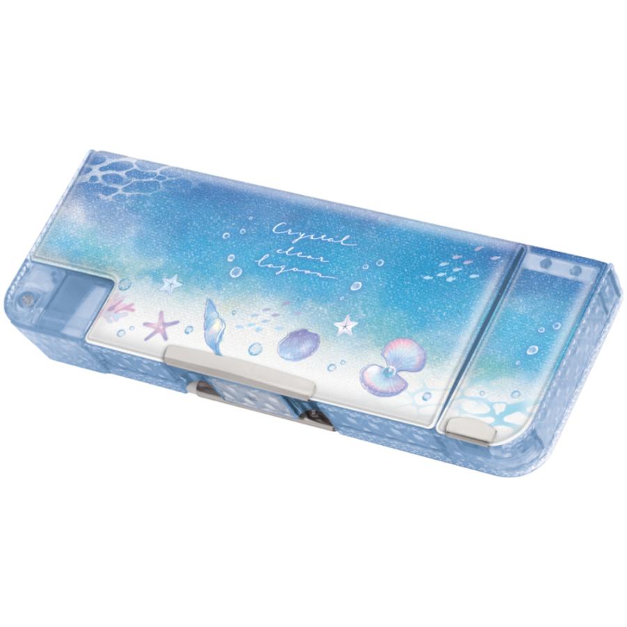 ☆ クリスタルクリアラグーン コンパクト両面開きペンケース 消しゴム