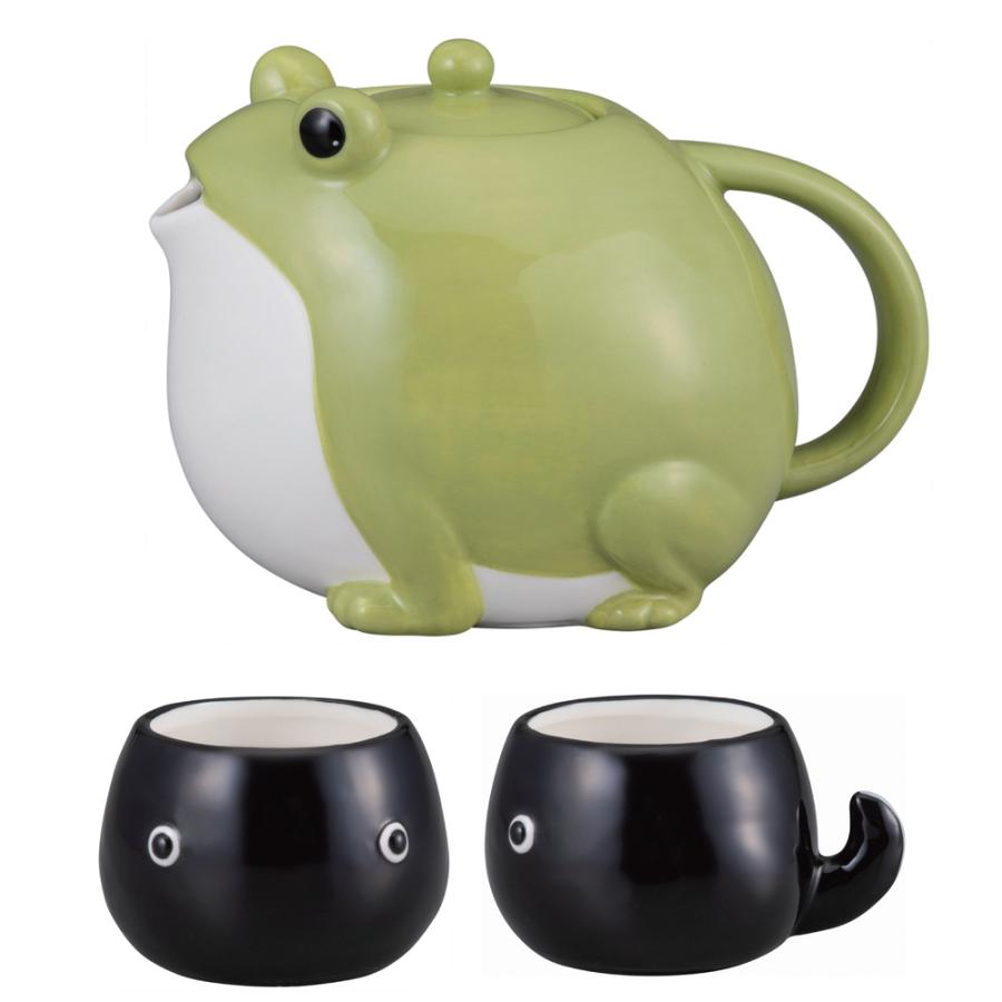 ☆ カエル親子 ティーセット 茶器 急須 湯呑 セット 湯呑みセット