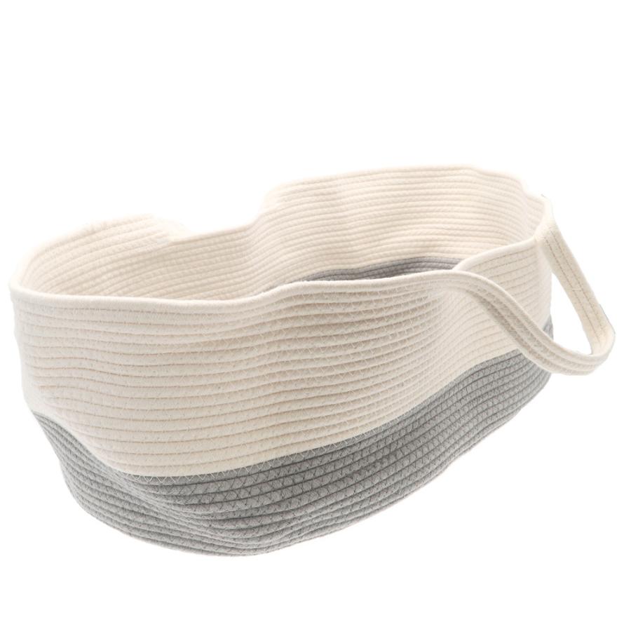 ☆ホワイト×グレー☆ベビーバスケット babysrt23 クーファン かご カゴ 籠 ベビー バスケット ロープ編み ベビーキャリー クーハン