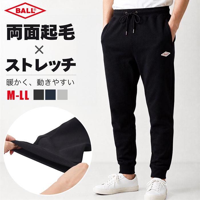 ☆ TOP/GREY Lサイズ BALL 両面起毛ワッペン付きロングパンツ パンツ