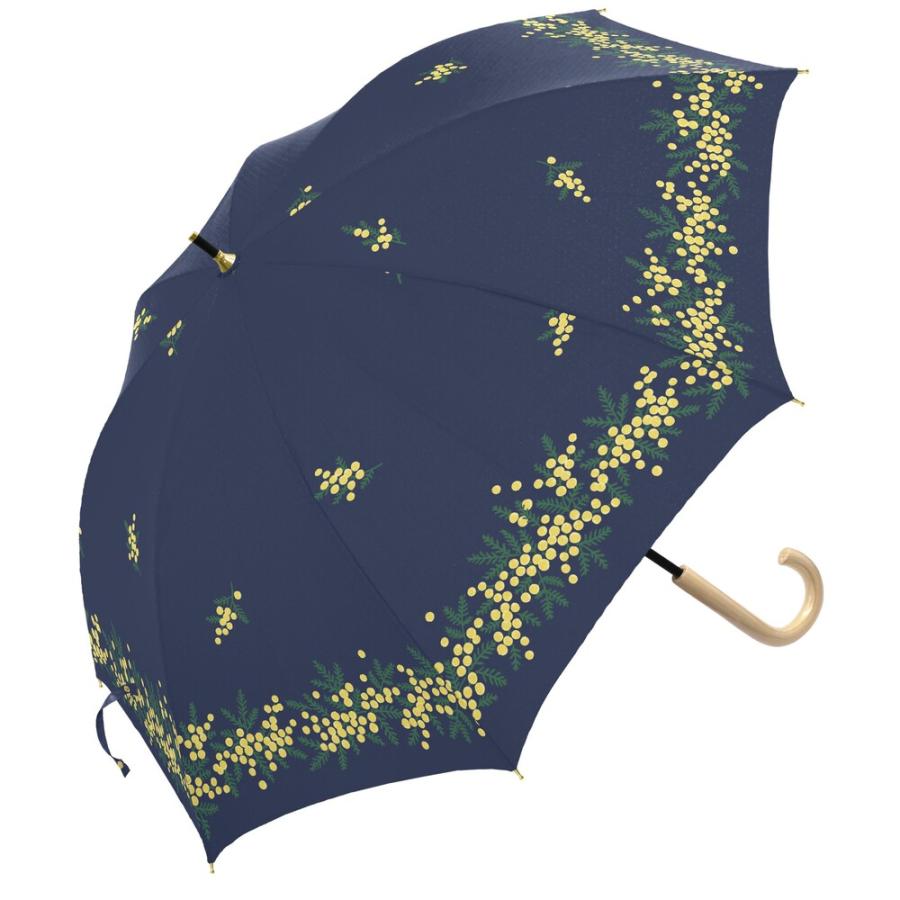 ☆ ミモザの花/ネイビー ブラックコーティング 晴雨兼用 50cm