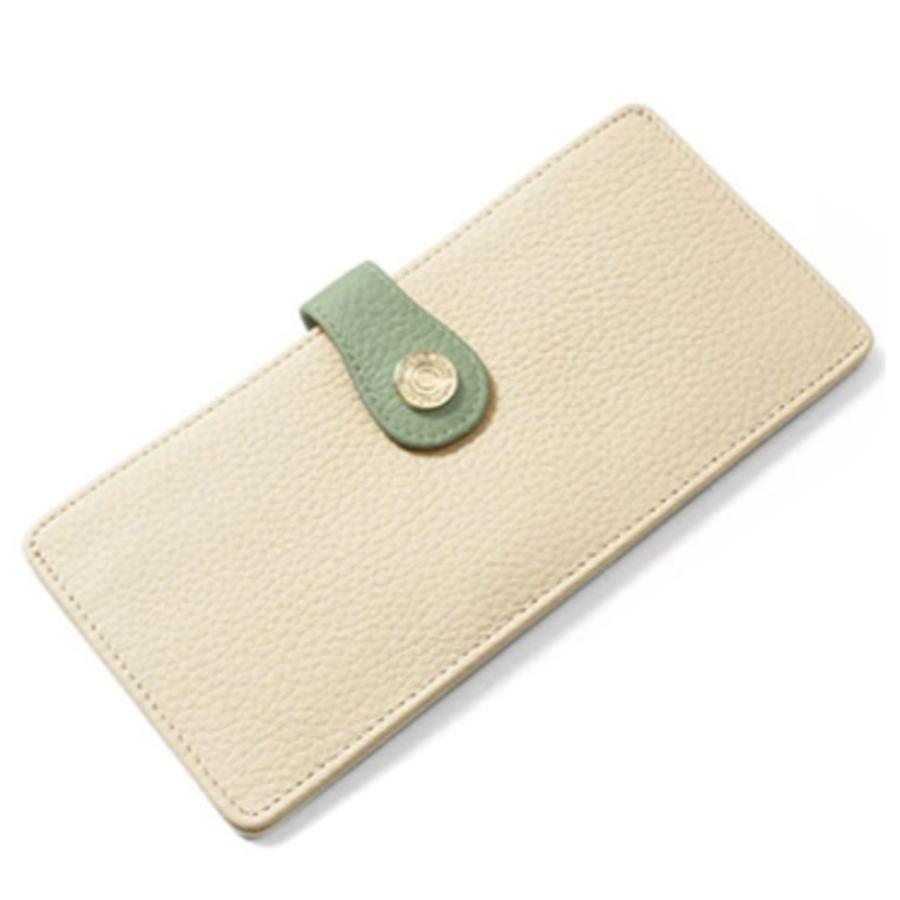 ☆ アイボリー Blanc Pomme ブランポム 本革スリムロングウォレット