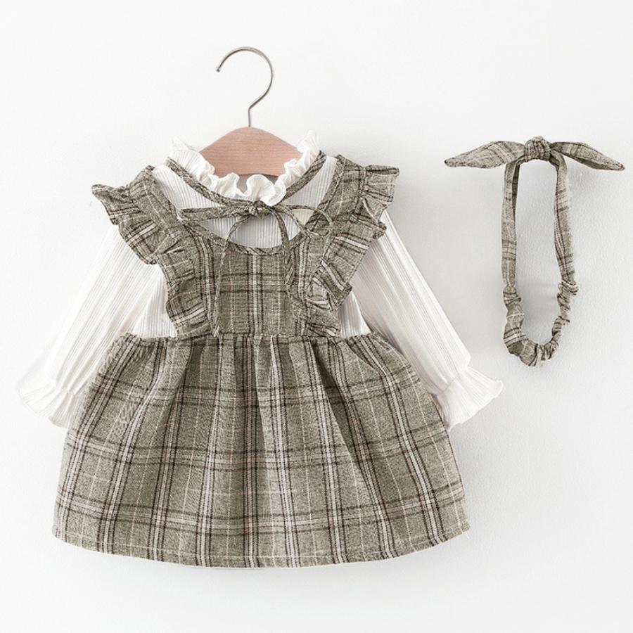 ☆ピンクxチェック☆80cm ベビー服 女の子 春 おしゃれ かわいい 子供服 ワンピース 長袖 キッズ ベビー 子ども服 70 80 90 100