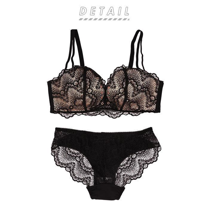   ブラックブラジャーショーツセット　Sサイズ ☆ ブラック Sサイズ（32/70） ブラジャー ショーツ セット 通販 ノン