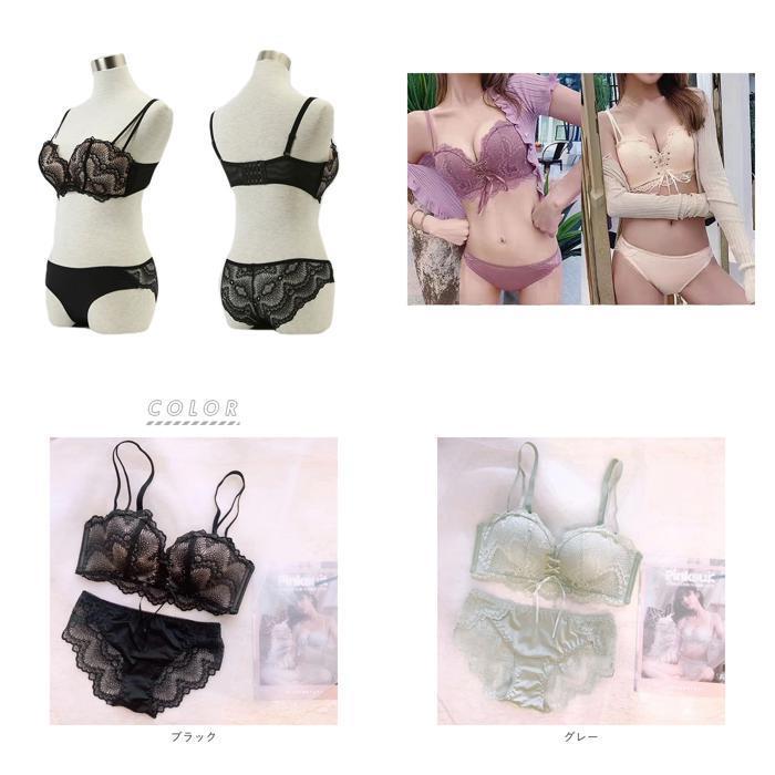 ☆ グレー Mサイズ（34/75） ブラジャー ショーツ セット 通販