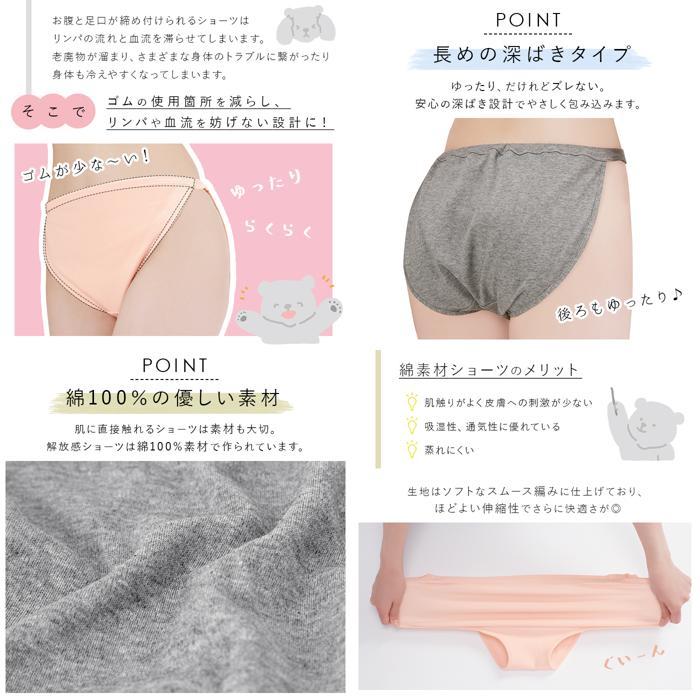 ☆ 杢グレー/ピンク LLサイズ 鼠径部 締め付けない ショーツ 綿