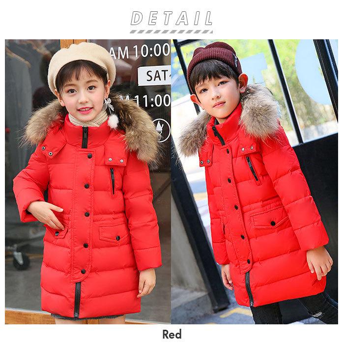 ☆ レッド 160CM ダウンコート キッズ 女 通販 ダウンジャケット 男
