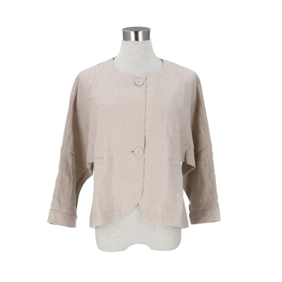 ☆ベージュ☆Mサイズ☆dgy デコカンパニー リネンオックス ノーカラージャケット dgy ディージーワイ ジャケット レディース