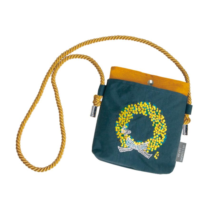☆ ミモザのリース DESIGNERS JAPAN 刺繍ショルダーバッグ
