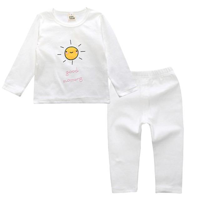 ☆ホワイトXサン☆XXLサイズ ベビー パジャマ 上下 キッズ 長袖 男の子 女の子 子供 綿100 コットン 80 85 90 95 100 ルームウエ
