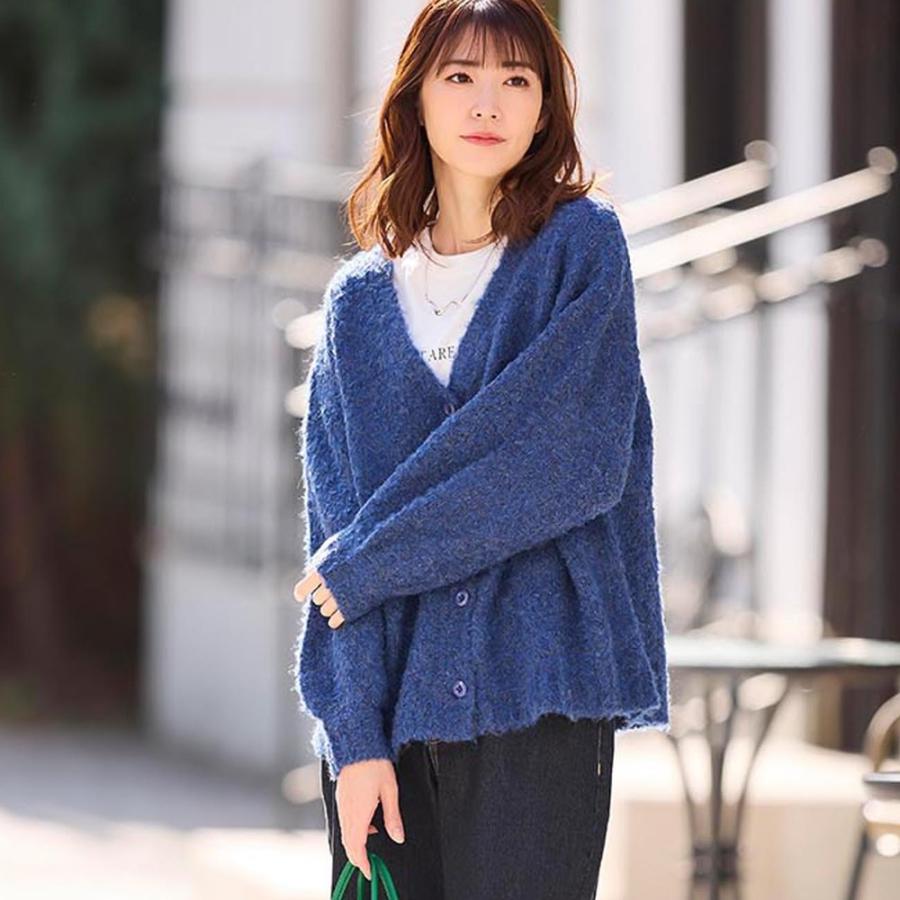 美品✨ルネ 2020 Vネックカーディガン ビジューロゴ 36 ブルー系 美品✨ルネ 2020 Vネックカーディガン ビジューロゴ 36 ブルー系