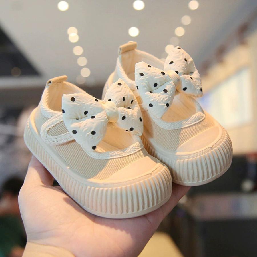☆ ベージュ 13.5cm 上履き キッズ 室内シューズ リボン 子供 かわいい