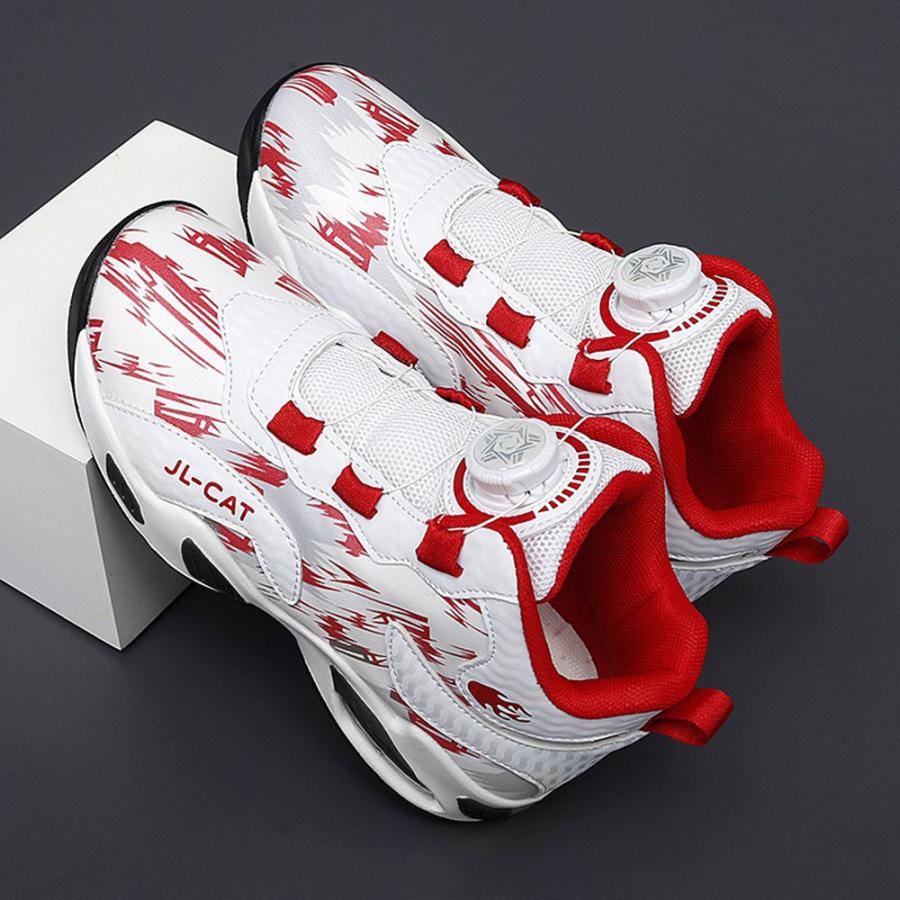 ☆ レッド 38(23cm) バスケットシューズ バッシュ ジュニア ハイカット