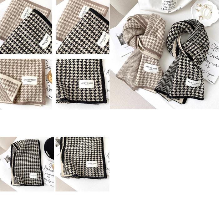 ☆ ベージュ マフラー レディース 男女兼用 ストール 千鳥格子 メンズ