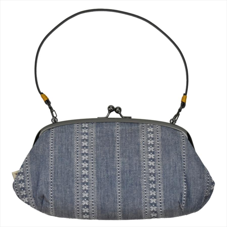 ☆ ボーダー.ブルー がま口2WAYショルダーバッグ GA34 がま口