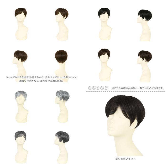 TDGH/耐熱ダークグレイヘア プリシラ 男性用5分ウィッグ ミディアムショート GB-24 PRISILA メンズ 部分ウィッグ ...