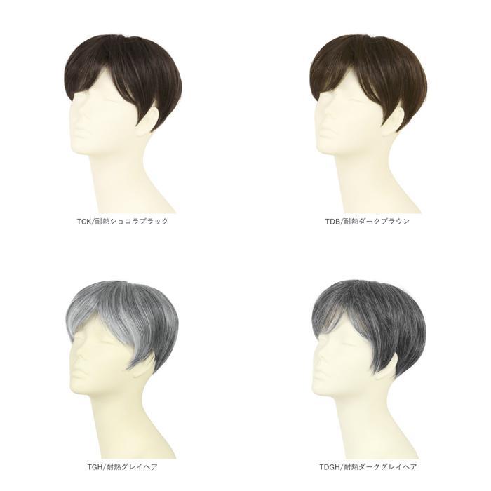 TDGH/耐熱ダークグレイヘア プリシラ 男性用5分ウィッグ ミディアムショート GB-24 PRISILA メンズ 部分ウィッグ ...