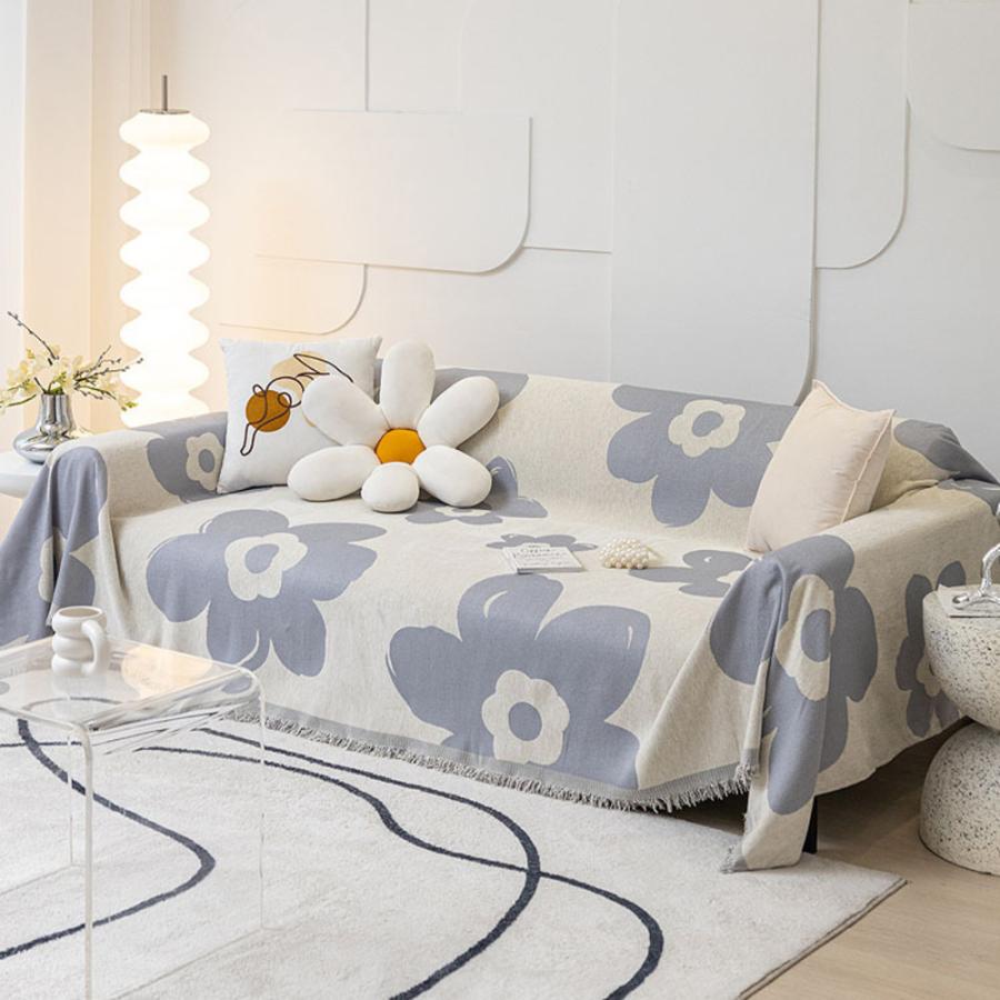 ☆ ラベンダー マルチカバー ソファーカバー 北欧風 お花 180x230cm