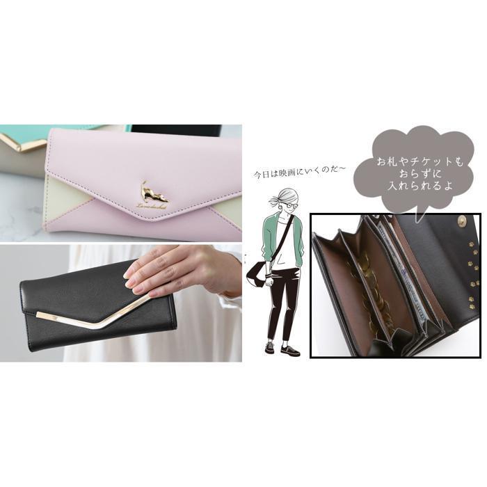 ☆ JW0171.伸び猫L（BK） 長財布 レディース 大容量 通販 軽量 軽い