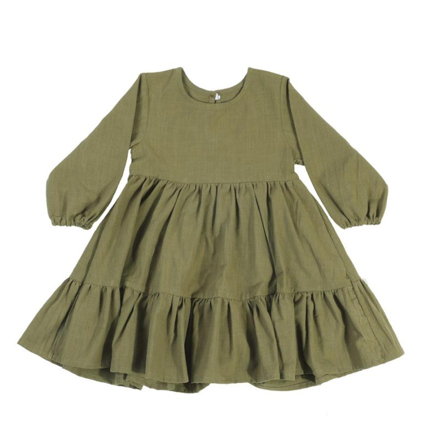 ☆カーキ☆120cm☆ワンピース キッズ 春秋 konepiece061 子供服 ワンピース ベビー服 女の子 ベビー 赤ちゃん 春 秋 80cm 90cm