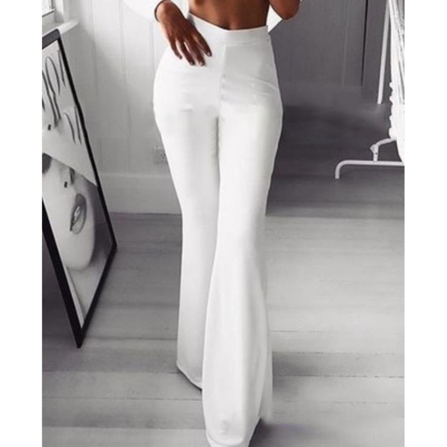 ☆ ホワイト ☆ Mサイズ ☆ ラッパズボン kpants302 ベルボトムレディース ベルボトムパンツ ブーツカットパンツ ストレッチパンツ | 