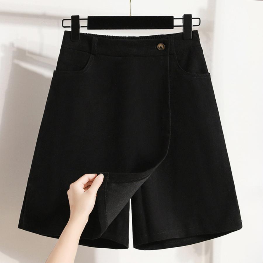 ☆ ブラック XLサイズ ショートパンツ 冬 キュロットスカート パンツ