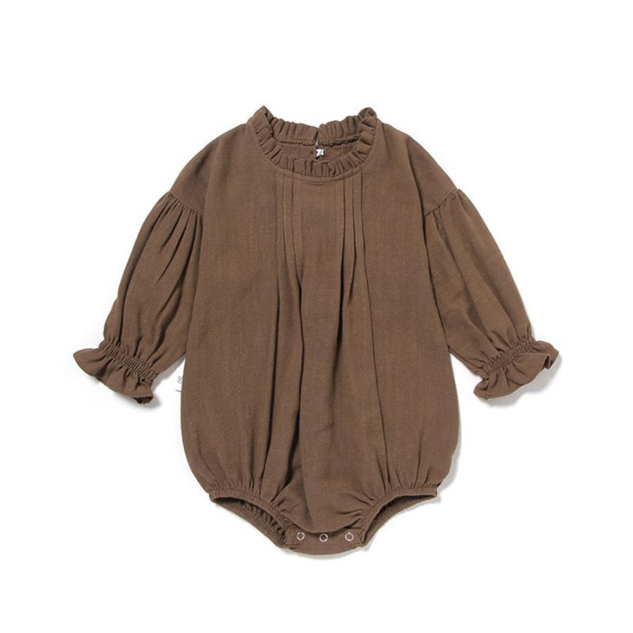 ☆ブラウン☆73cm☆ベビーロンパース krompers01 ロンパース 女の子 ベビー服 ベビーロンパース 長袖 赤ちゃん ベビー用品
