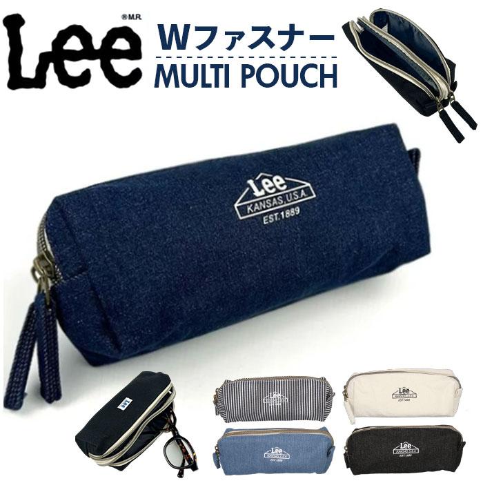 ☆ ブラックデニム Lee ダブルファスナー マルチポーチ ペンケース