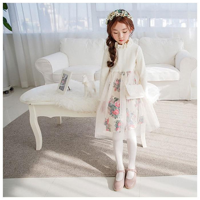 ☆ ホワイト ☆ 120cm 女の子 ワンピース 長袖 通販 チュール  