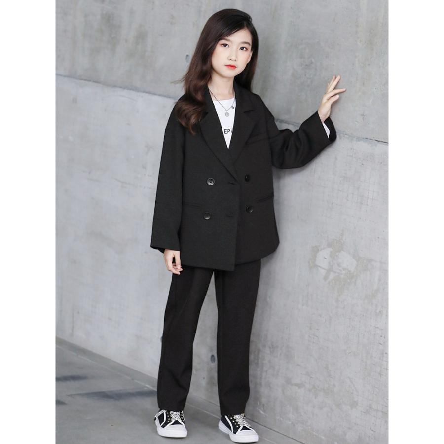 ☆ブラック☆150CM パンツスーツ 女の子 卒業式 入学式 フォーマル スーツ 2点 セット 120 130 140 150 160 165 cm ブラック 黒