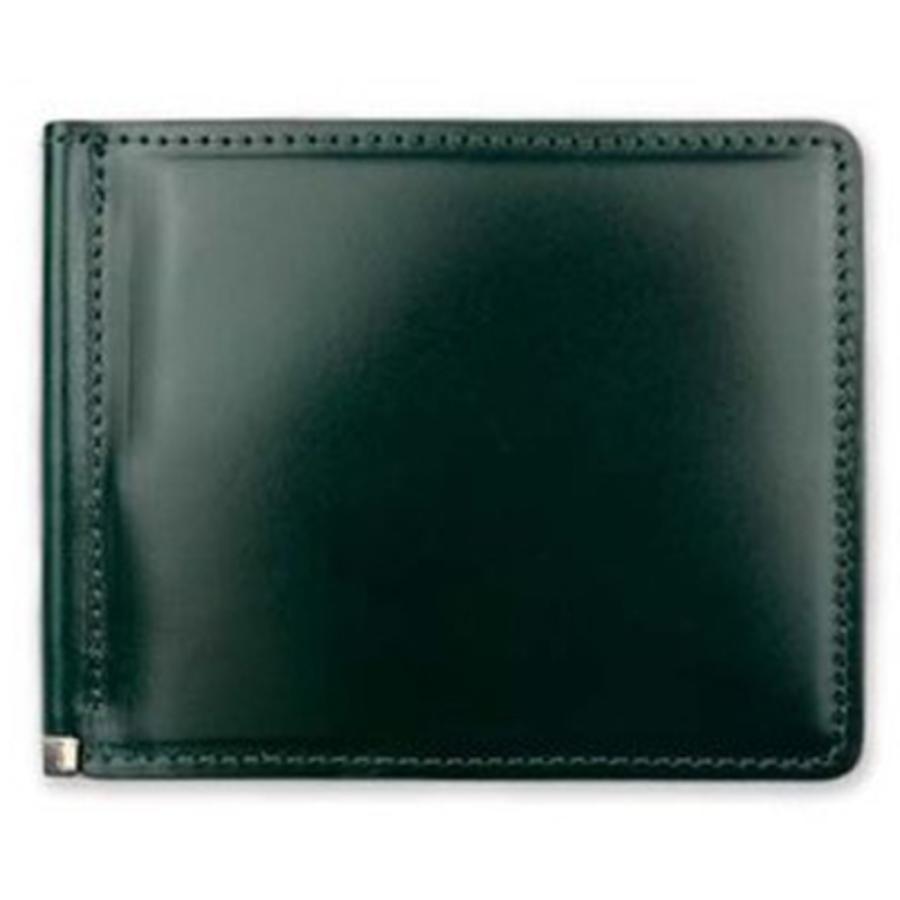 ☆ グリーン SUNAMURA 砂村 日本製 高級レザー コードバン 札ばさみ  