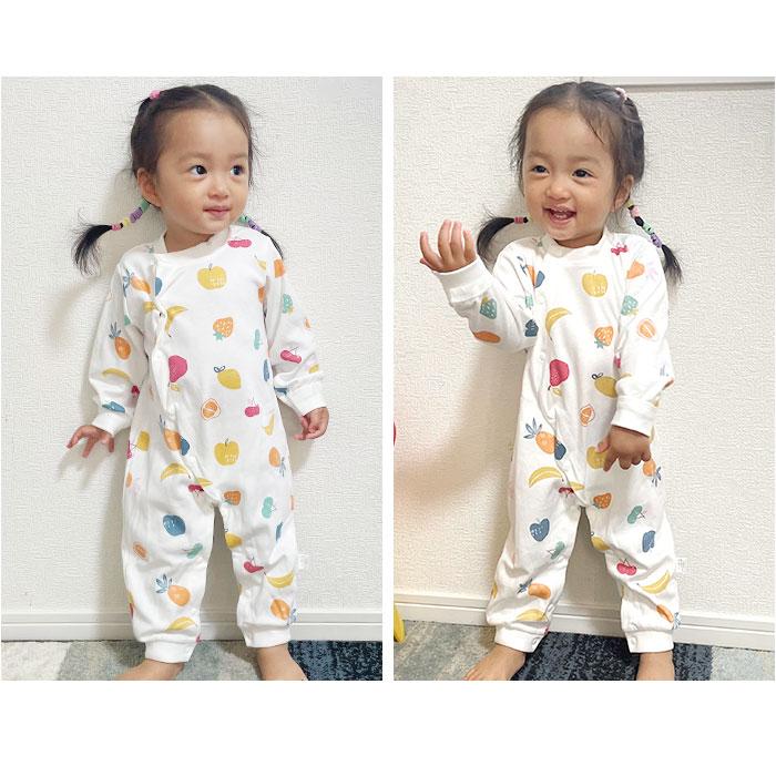 ☆ ハリネズミ 90cm ロンパース 長袖 ベビー服 前開き カバーオール