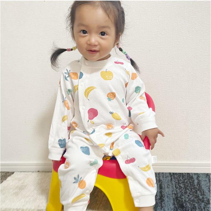 ☆ ハリネズミ 90cm ロンパース 長袖 ベビー服 前開き カバーオール